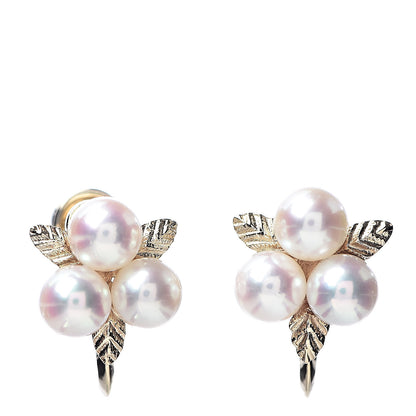 Mikimoto 14K Yellow Gold Akoya Pearl 4.5mm Screw Back Earrings 1 of 5