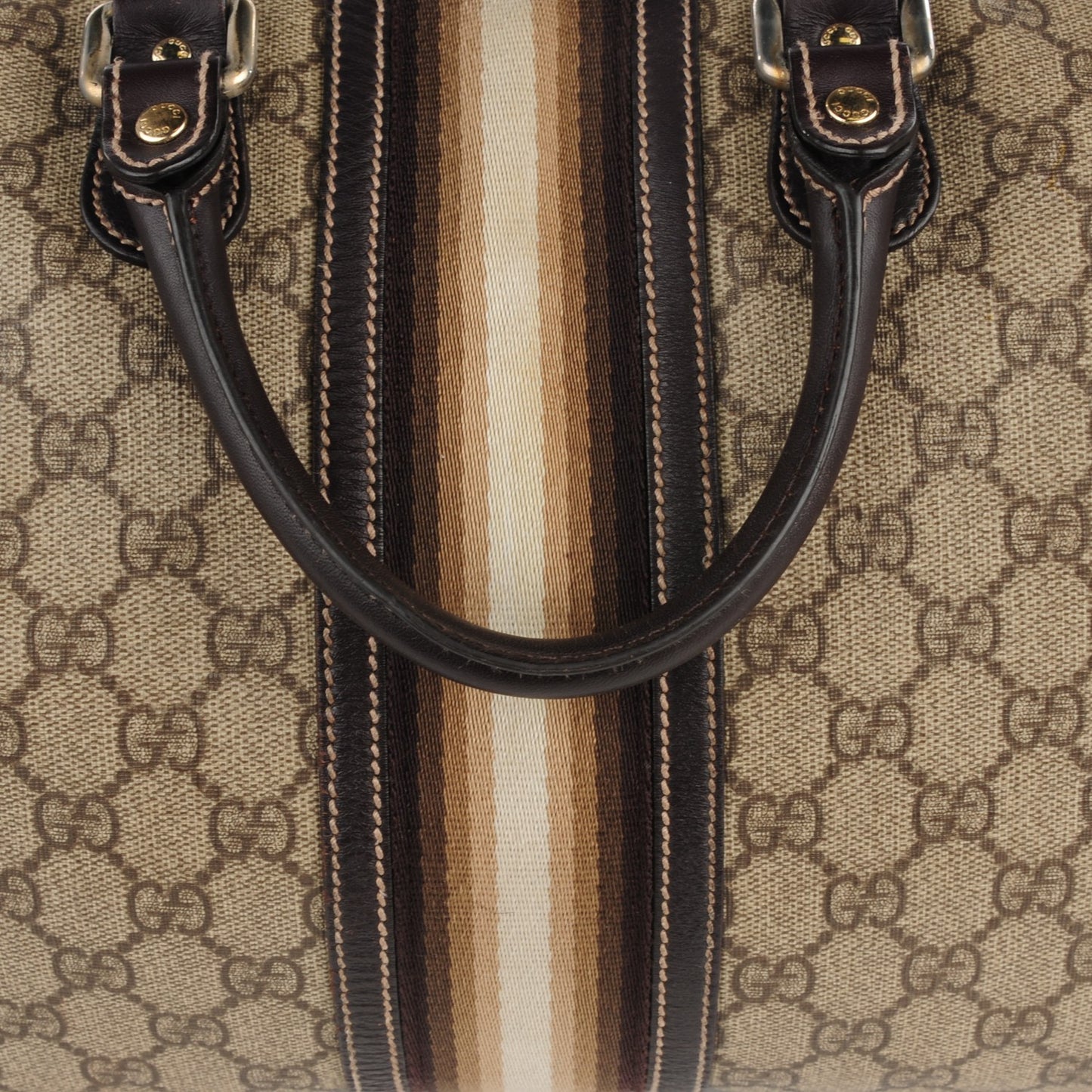 GG Plus Monogram Web Medium Joy Boston Dark Brown