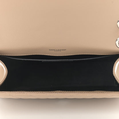Saint Laurent Grain De Poudre Textured Mixed Matelasse Medium Triquilt Monogram Satchel Dark Beige 5 of 13