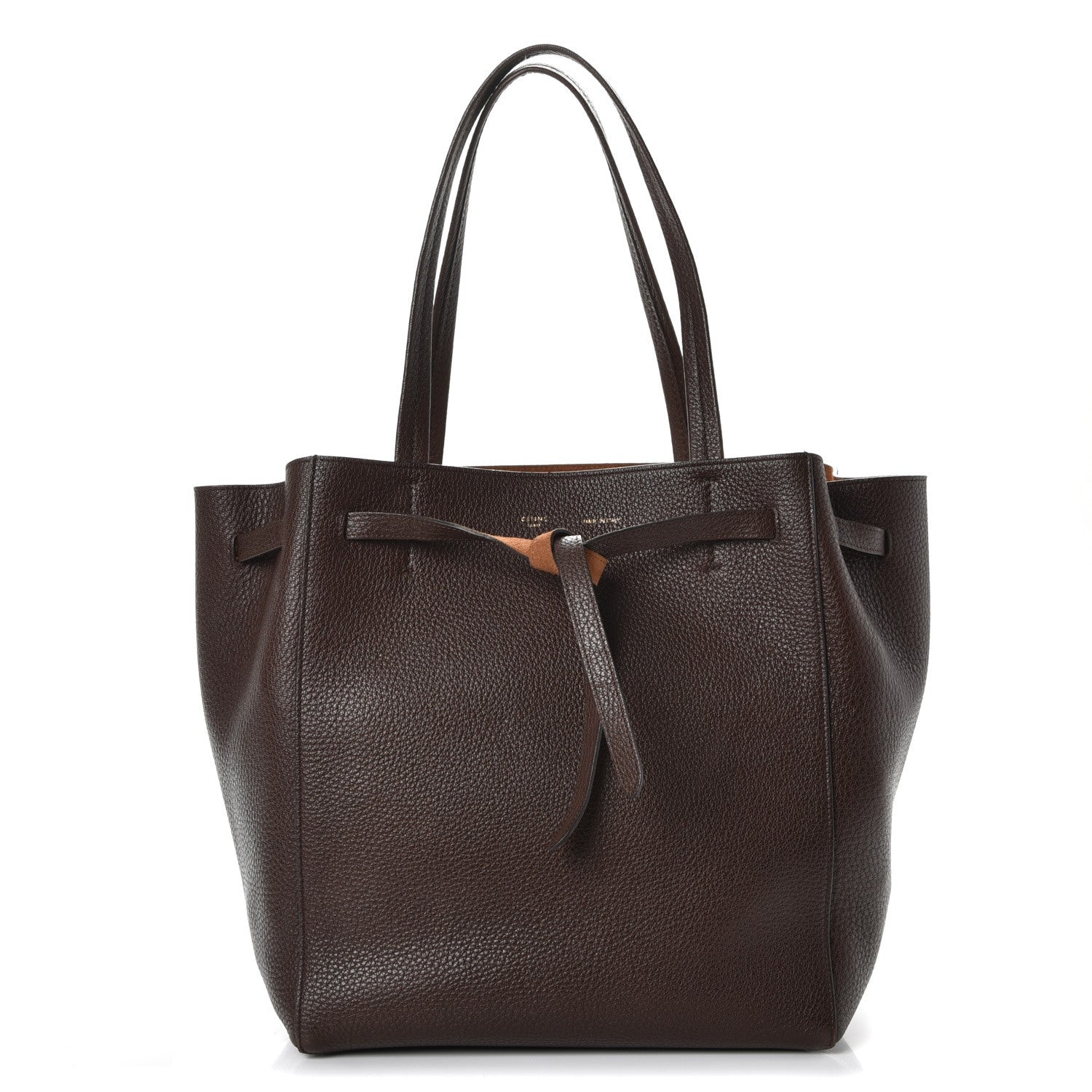Celine Shiny Grained Calfskin Medium Belt Cabas Phantom Brown 1 of 7