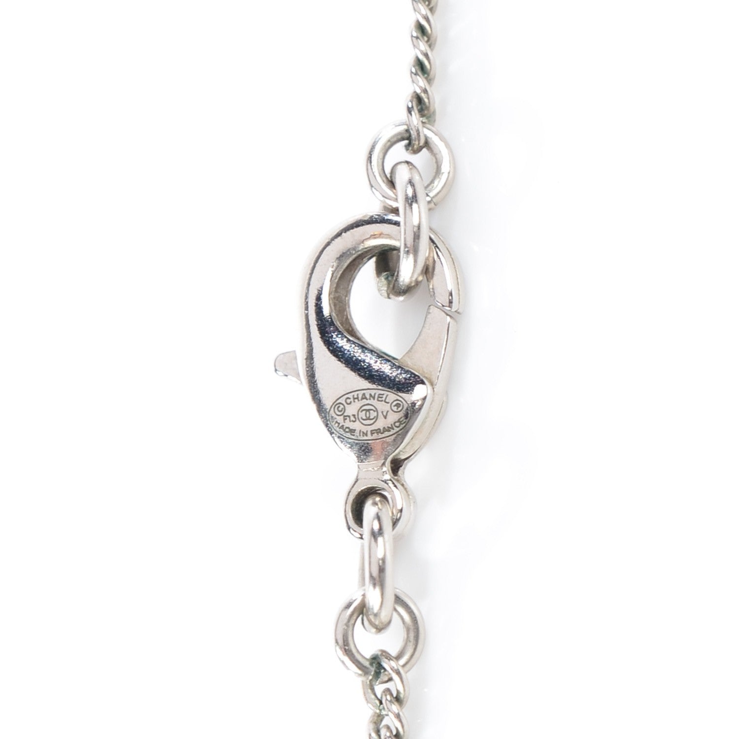 Chanel Crystal Timeless CC Necklace Silver 6 of 7