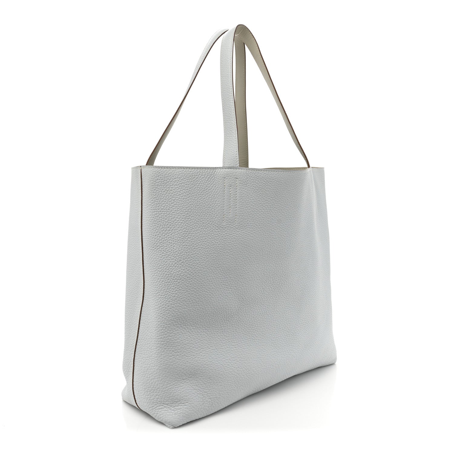 Hermes Veau Sikkim Taurillon Clemence Double Sens 36 Reversible Tote Bleu Pale Gris Perle 4 of 24