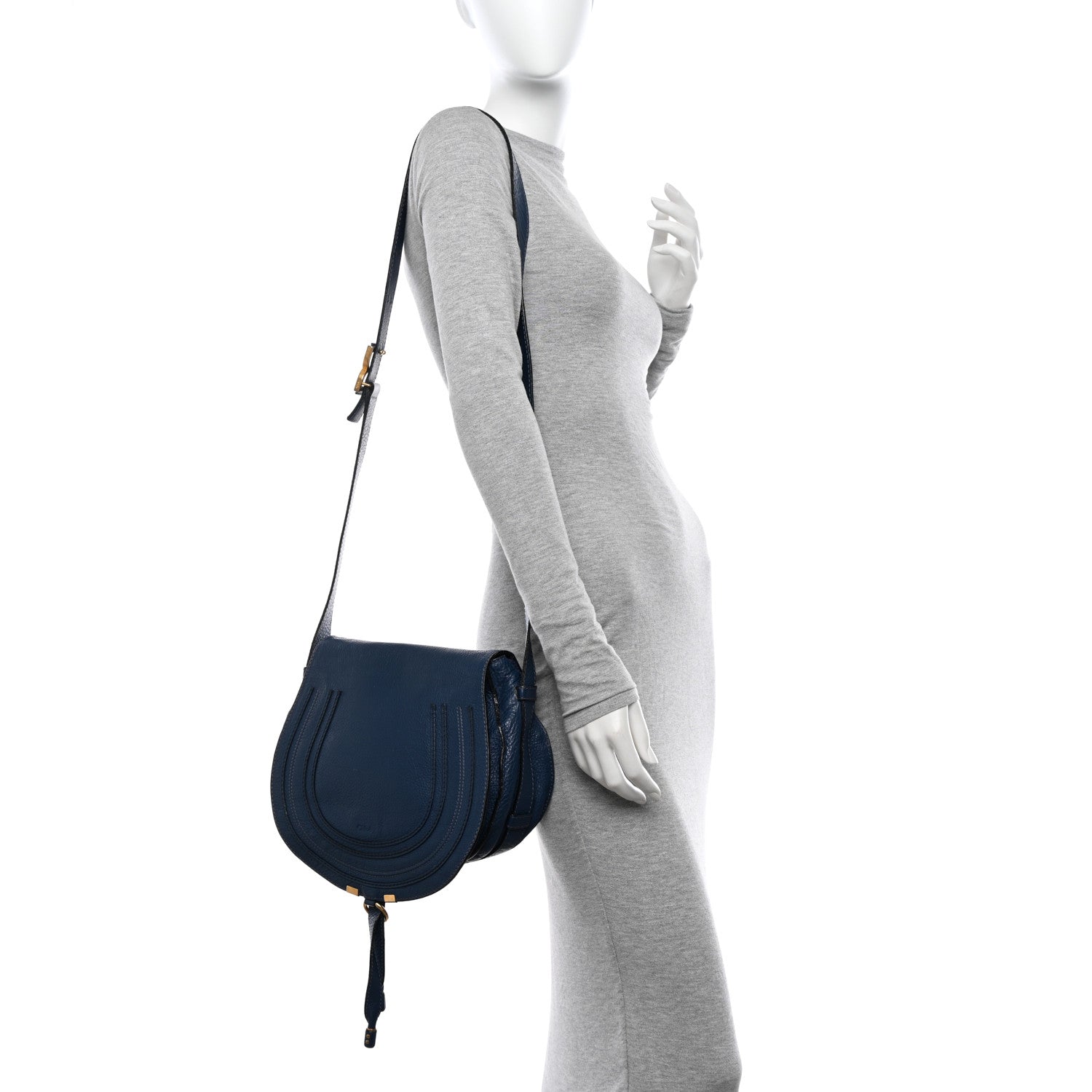Chloe Calfskin Medium Marcie Round Crossbody Bag Royal Navy 2 of 17