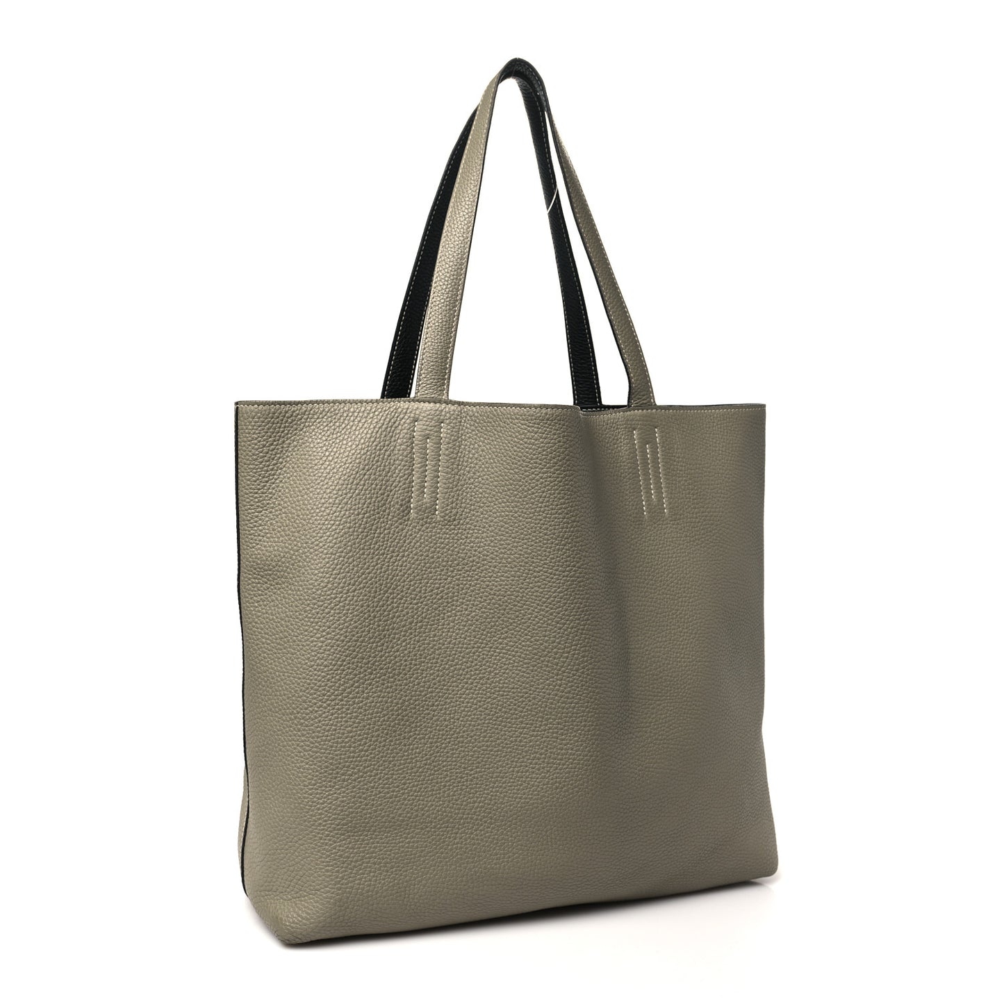 Taurillon Clemence Double Sens Reversible Tote 36 Sauge  Black