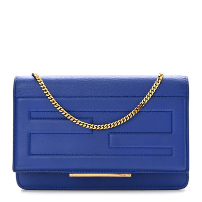Fendi Vitello Flamingo Tube Wallet on Chain Blue Neon 1 of 11