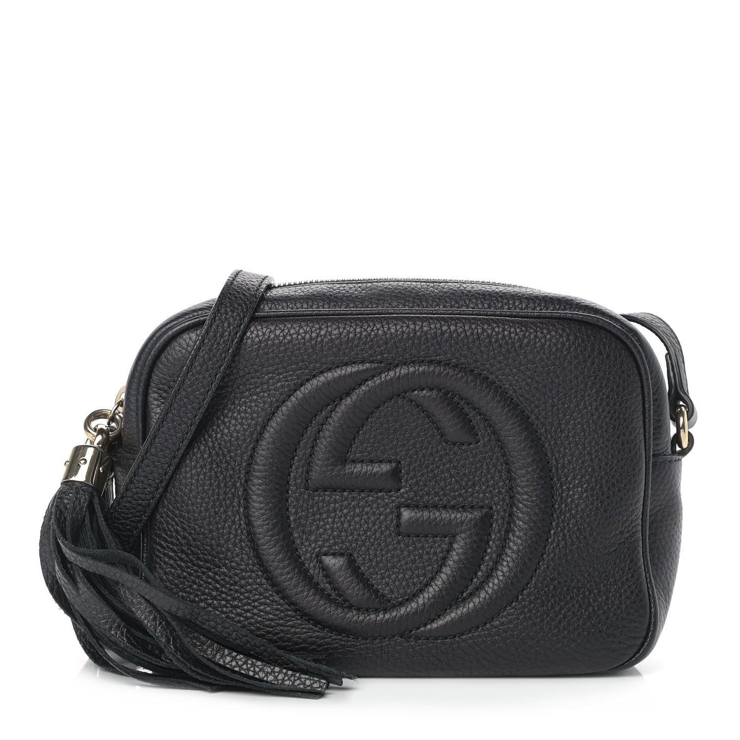 Pebbled Calfskin Small Soho Disco Bag Black