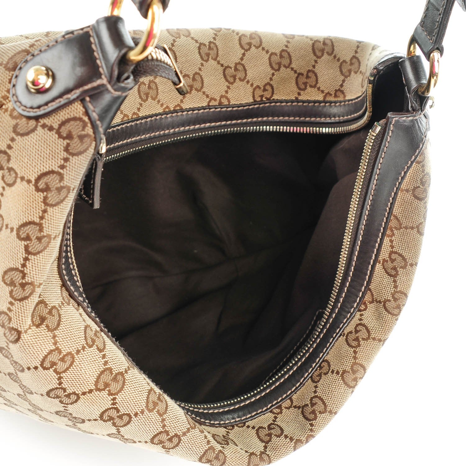 Gucci Monogram Large Studded Hobo Brown 7 of 9