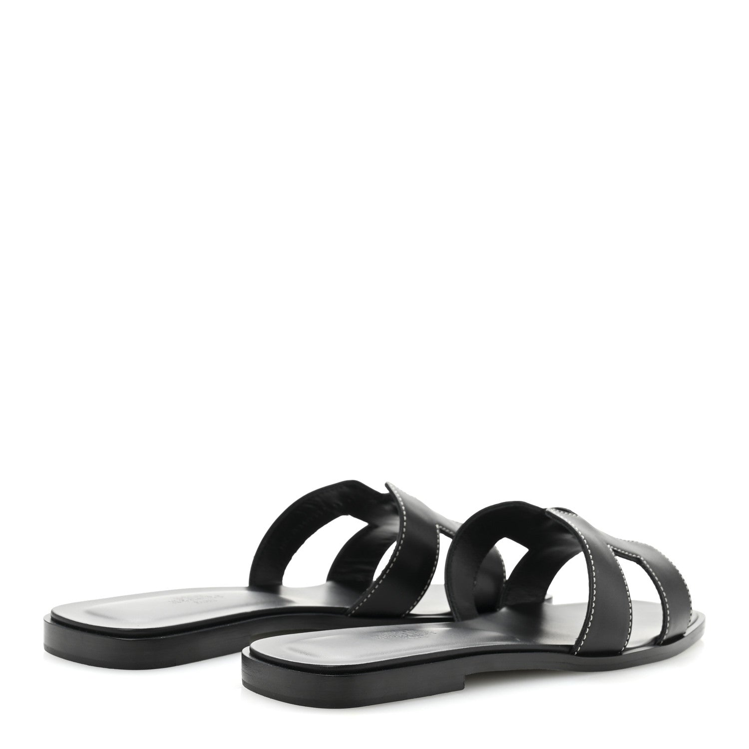 Hermes Box Calfskin Oran Sandals 38 Black 5 of 10