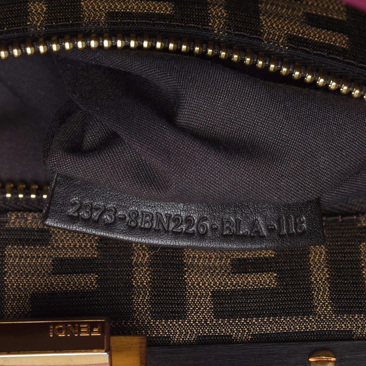 Fendi Goatskin Zucca Medium Peekaboo Iconic Satchel Ciclamino Tobacco Moro 9 of 16