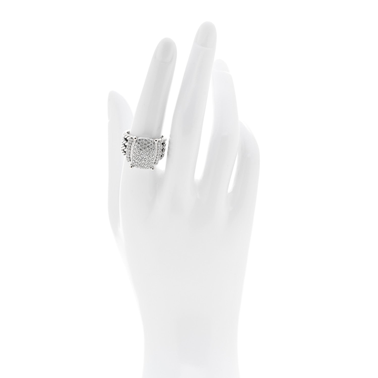 David Yurman Sterling Silver Diamond 16mm Wheaton Ring 54 7 2 of 4