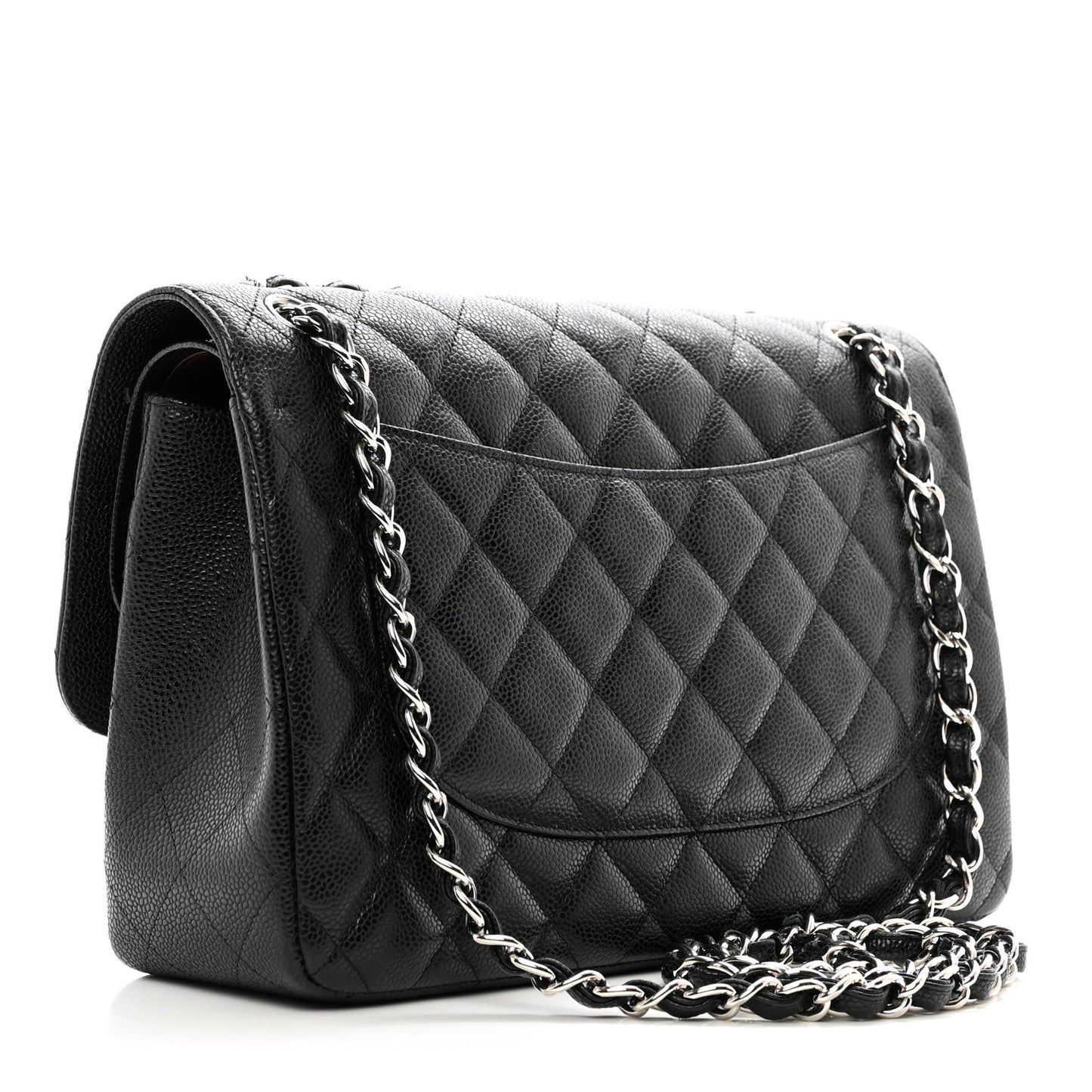 Caviar Quilted Jumbo Double Flap Black