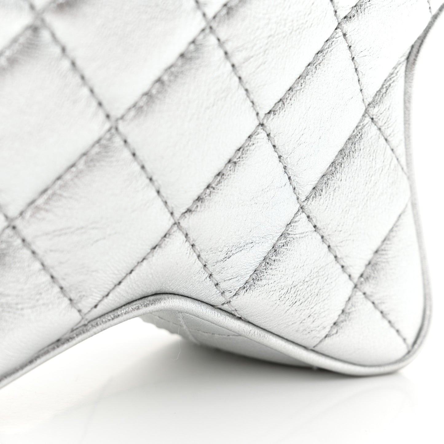 Metallic Lambskin Walk Of Fame Bag Silver