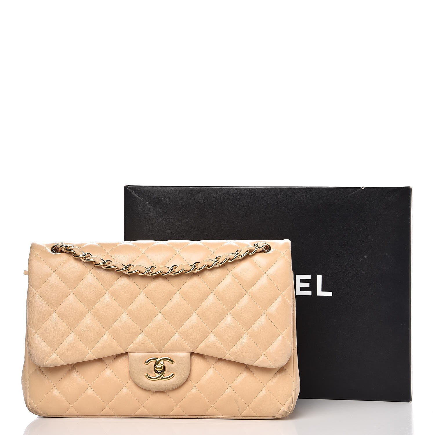 Chanel Lambskin Quilted Jumbo Double Flap Bag Beige 8 of 10