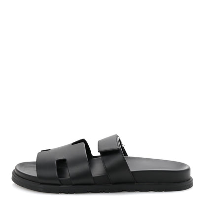 Hermes Calfskin Mens Chypre Sandals 44.5 Black 1 of 10