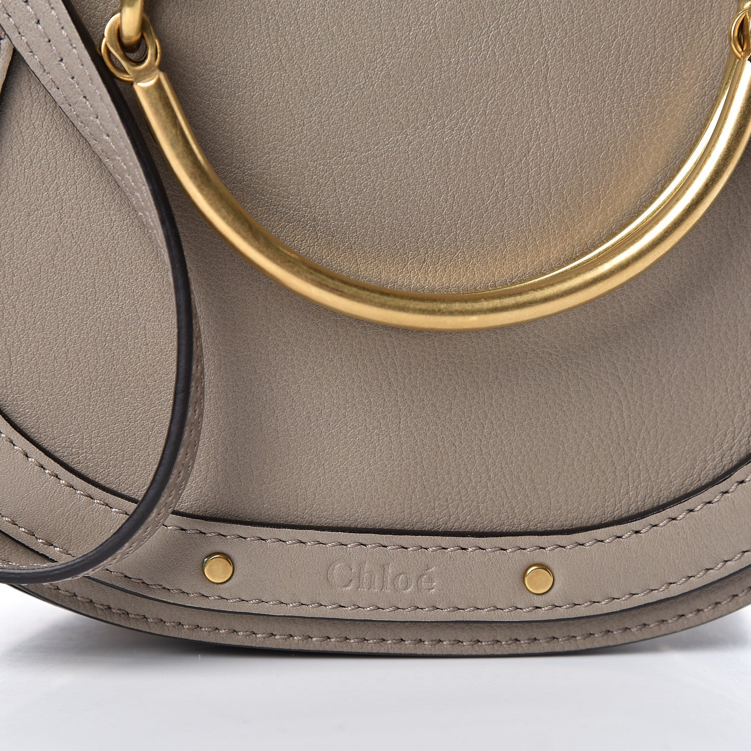 Chloe Calfskin Suede Small Nile Bracelet Bag Motty Grey 8 of 10
