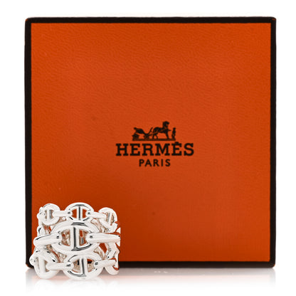 Hermes Sterling Silver GM Chaine d'Ancre Enchainee Band Ring 52 6 6 of 6