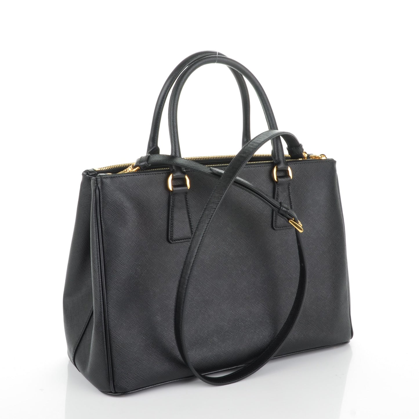 Saffiano Medium Galleria Double Zip Tote Black