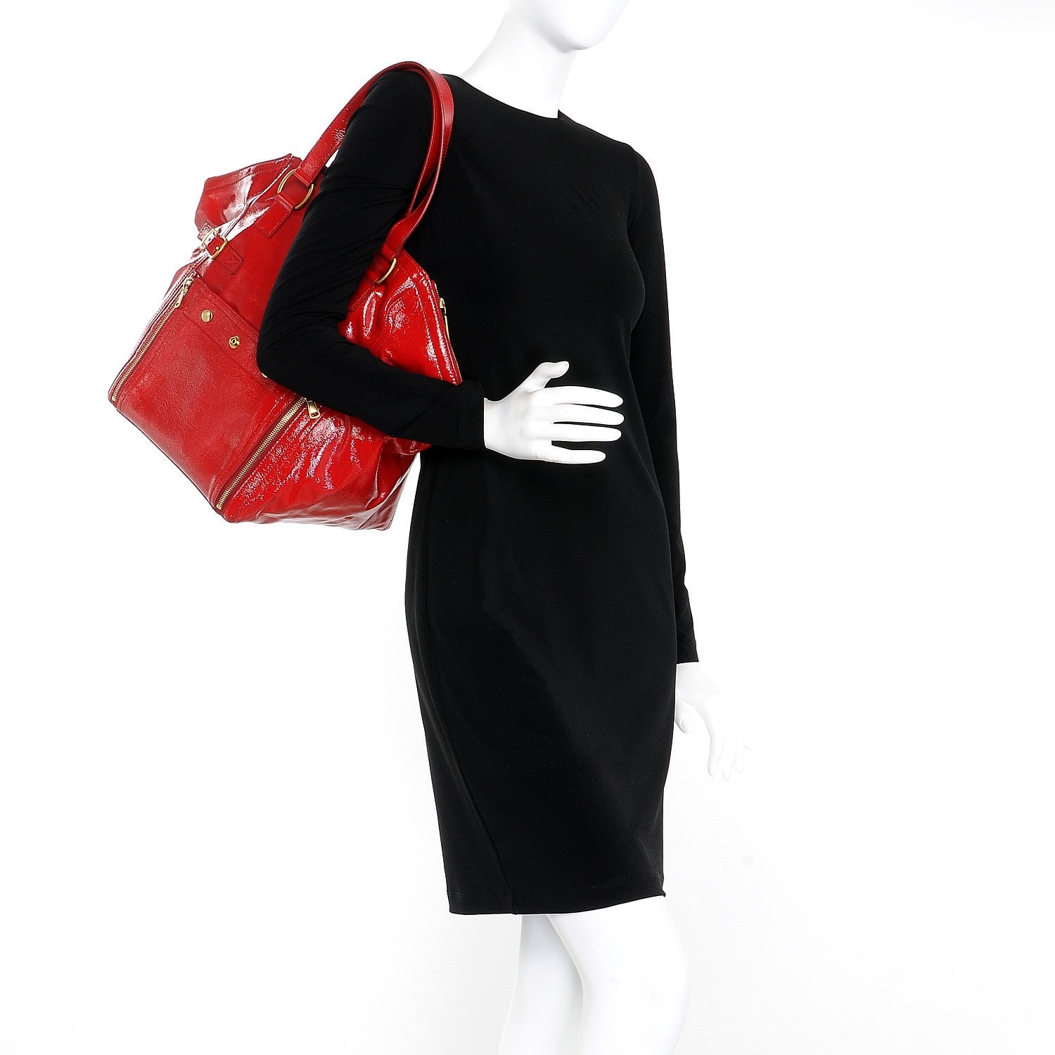 Saint Laurent Patent Large Downtown Red 2 of 7
