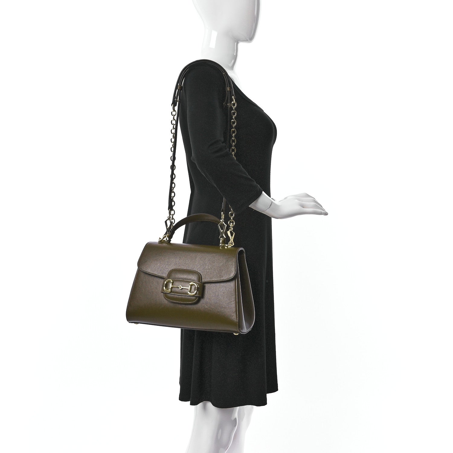 Gucci Textured Calfskin Medium Horsebit 1955 Top Handle Bag Brown Sugar 2 of 10