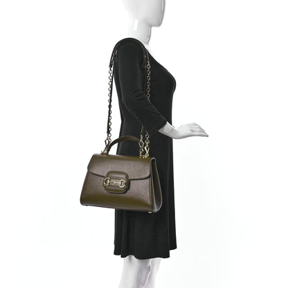 Gucci Textured Calfskin Medium Horsebit 1955 Top Handle Bag Brown Sugar 2 of 10