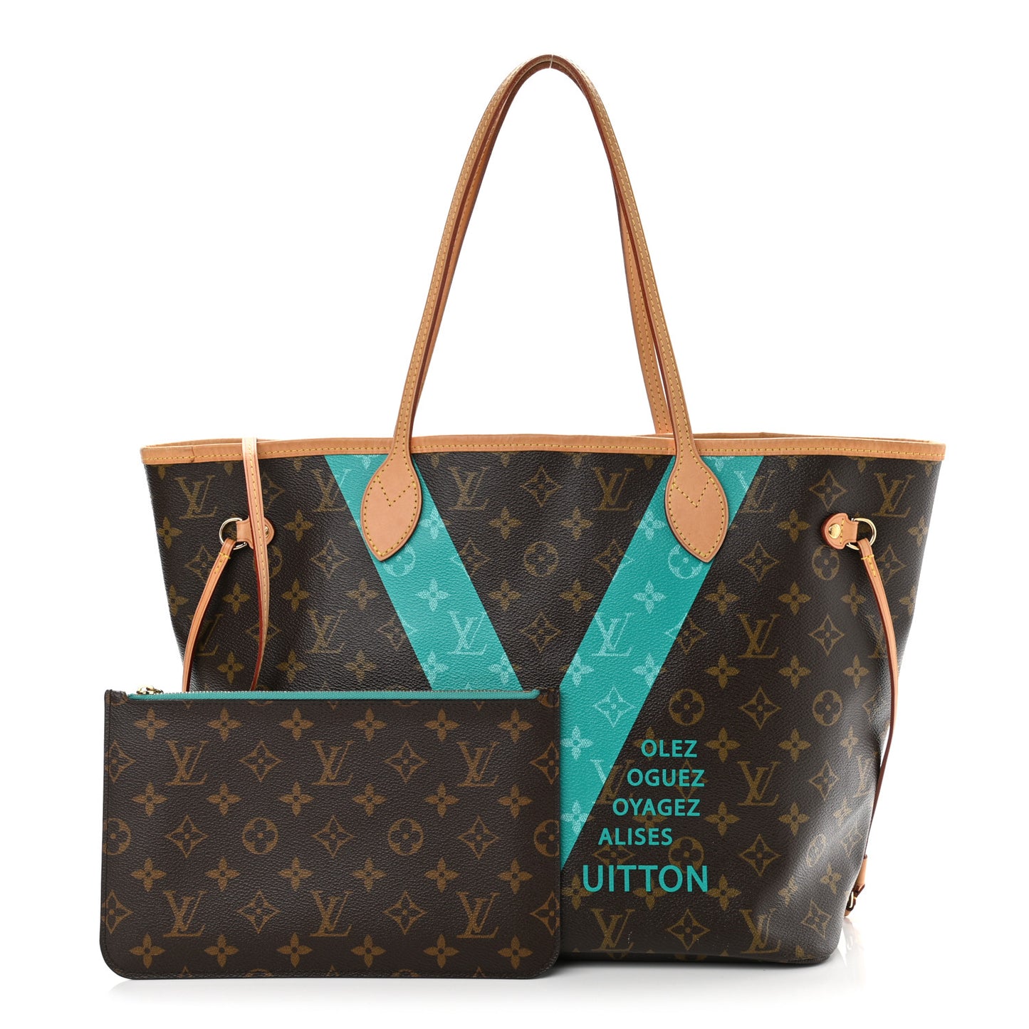 Monogram V Neverfull MM Turquoise