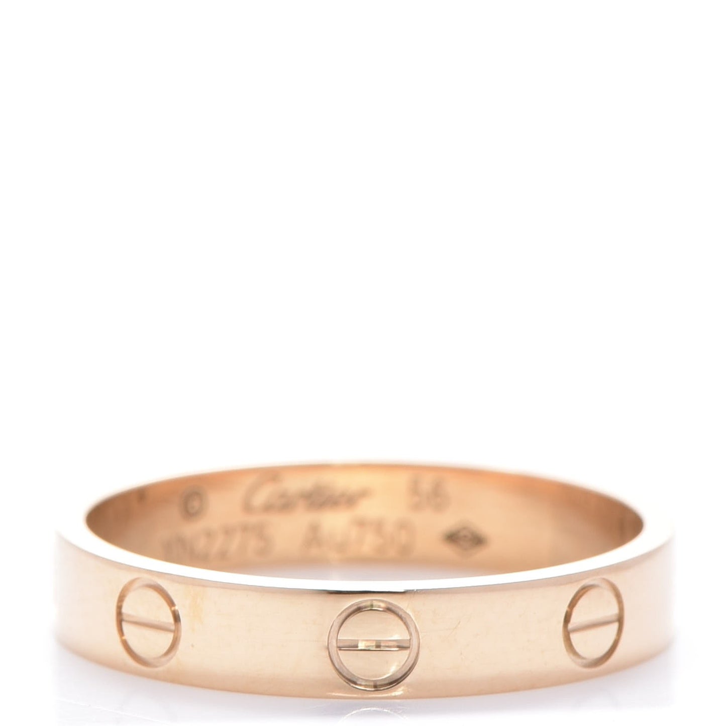 18K Yellow Gold 3.5mm LOVE Wedding Band Ring 56 7.5