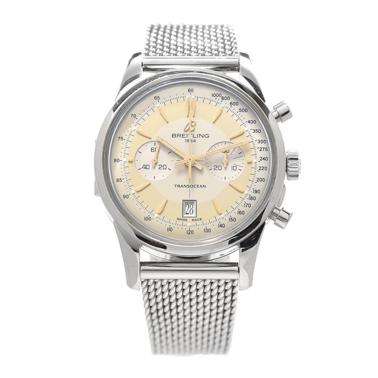 Stainless Steel 43mm Transocean Chronograph Limited Edition Watch Ivory AB0154