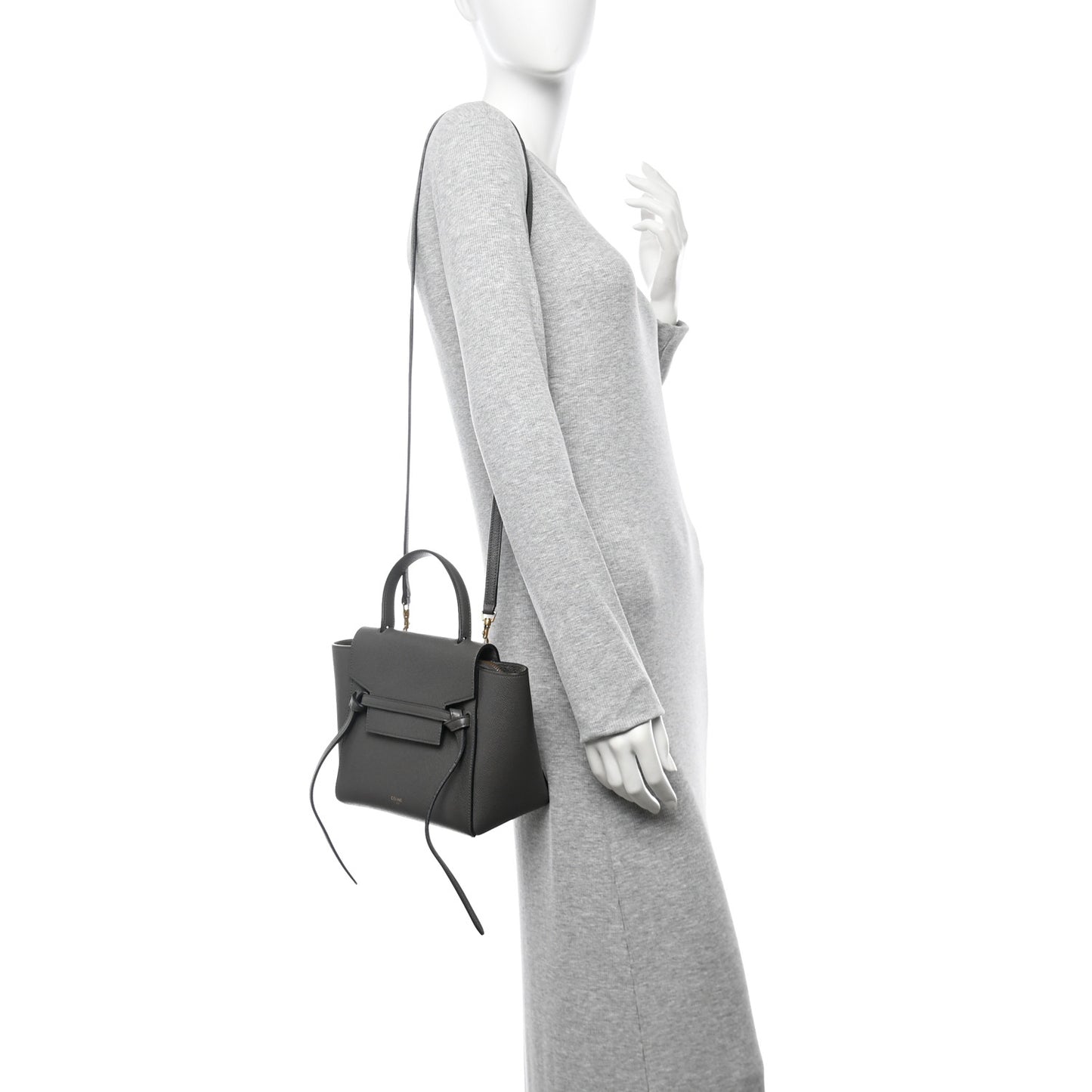 Grained Calfskin Nano Belt Bag Grey