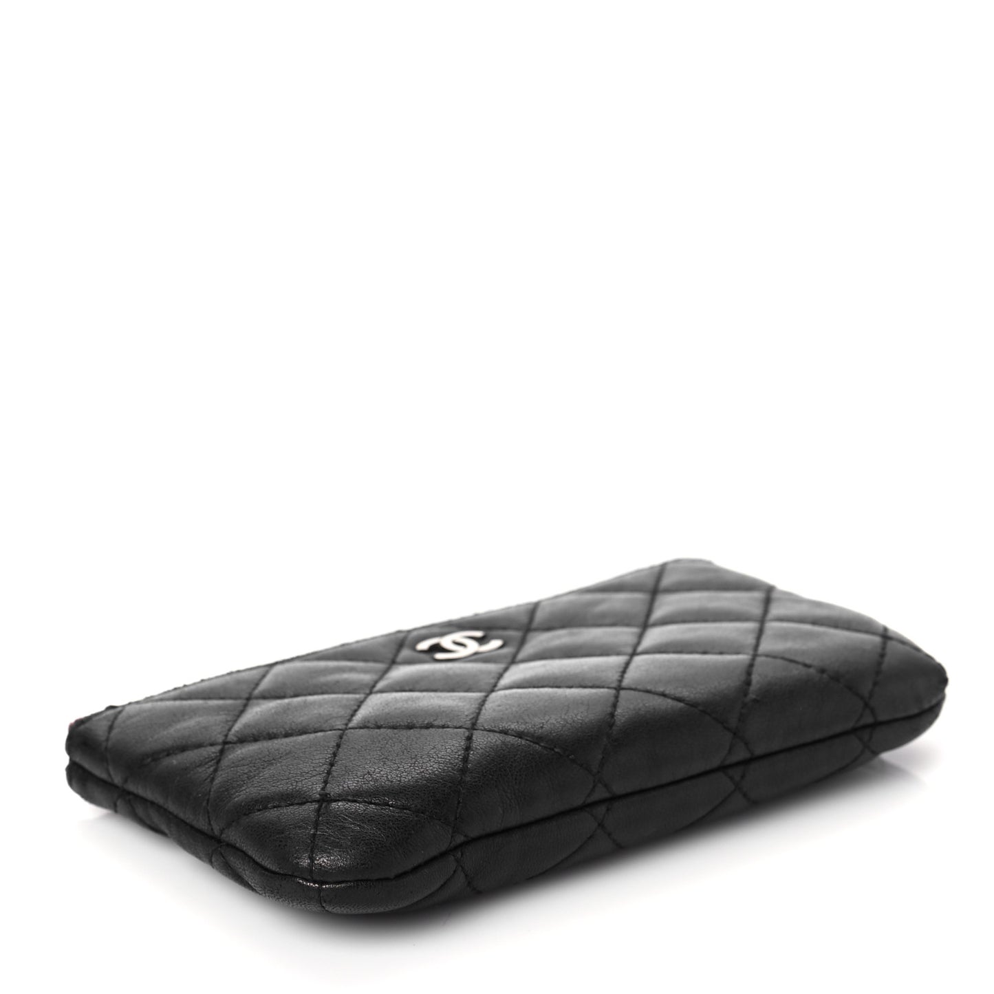 Lambskin Quilted Small Cosmetic Case Black