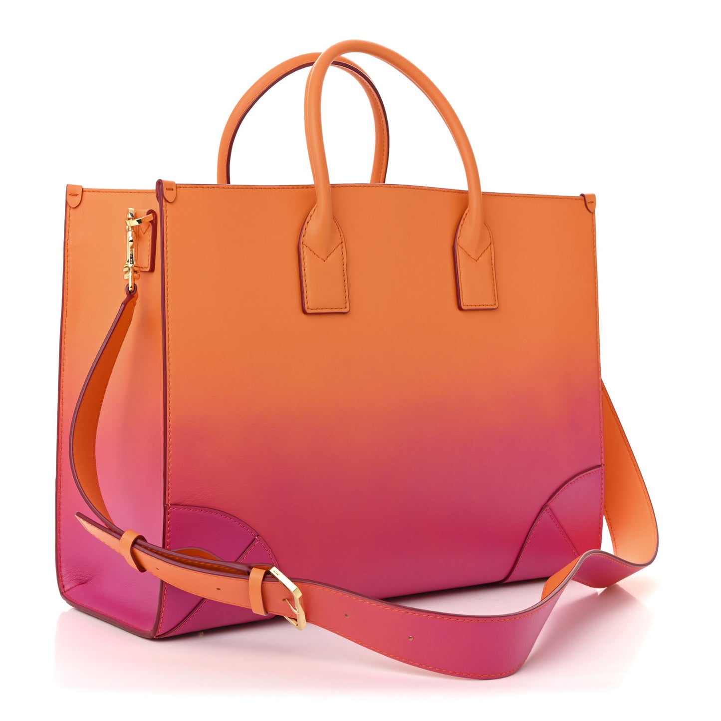 Calfskin Gradation Large Munchen Tote Orange