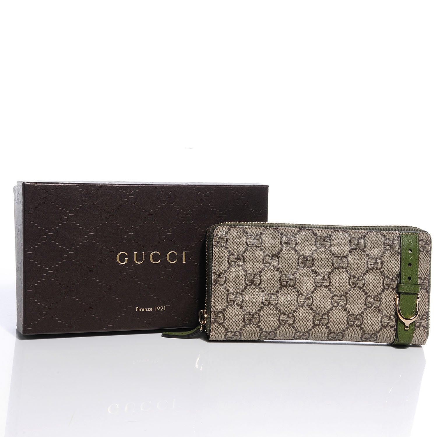 Gucci GG Supreme Monogram Nice Zip Around Wallet Green 5 of 8