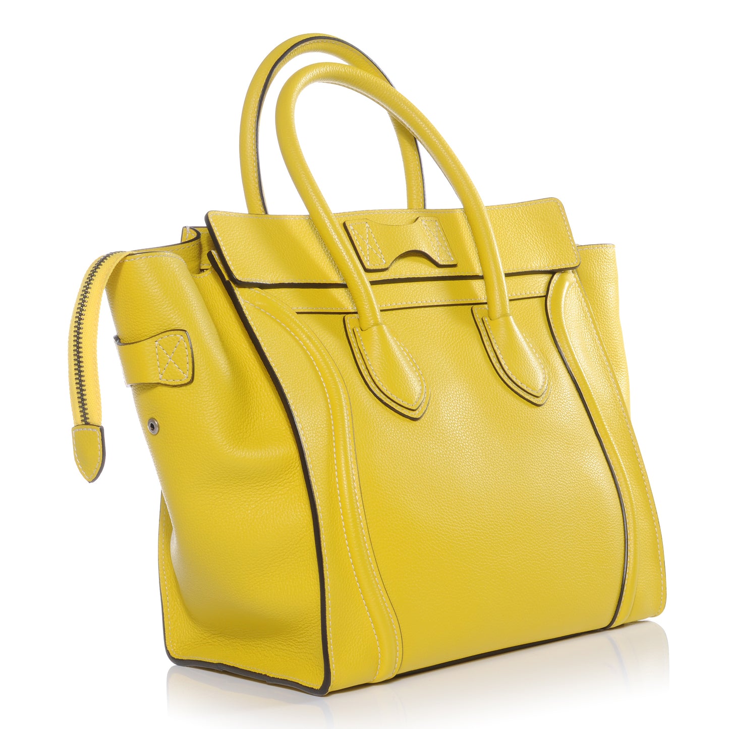 Drummed Calfskin Mini Luggage Citron