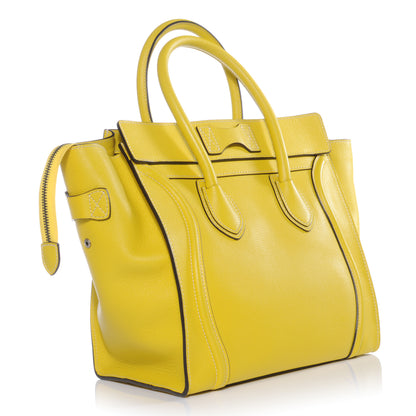 Celine Drummed Calfskin Mini Luggage Citron 3 of 10