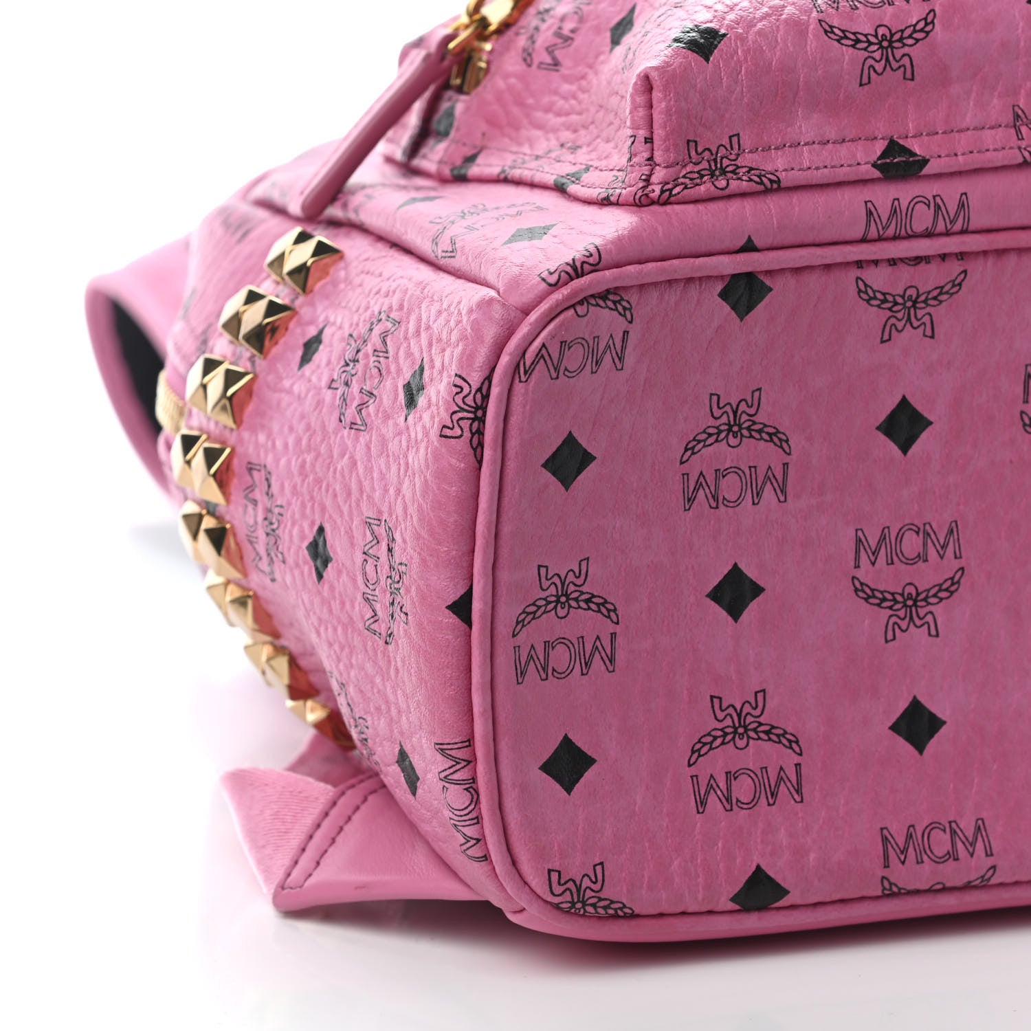 MCM Visetos Small Side Stud Stark Backpack Pink 7 of 8