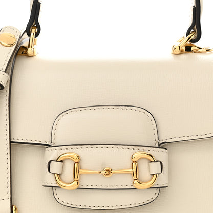 Gucci Glazed Textured Calfskin Mini Horsebit 1955 Top Handle Flap Bag Mystic White 8 of 13