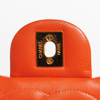 Chanel Lambskin Quilted Backpack Orange 6 of 10