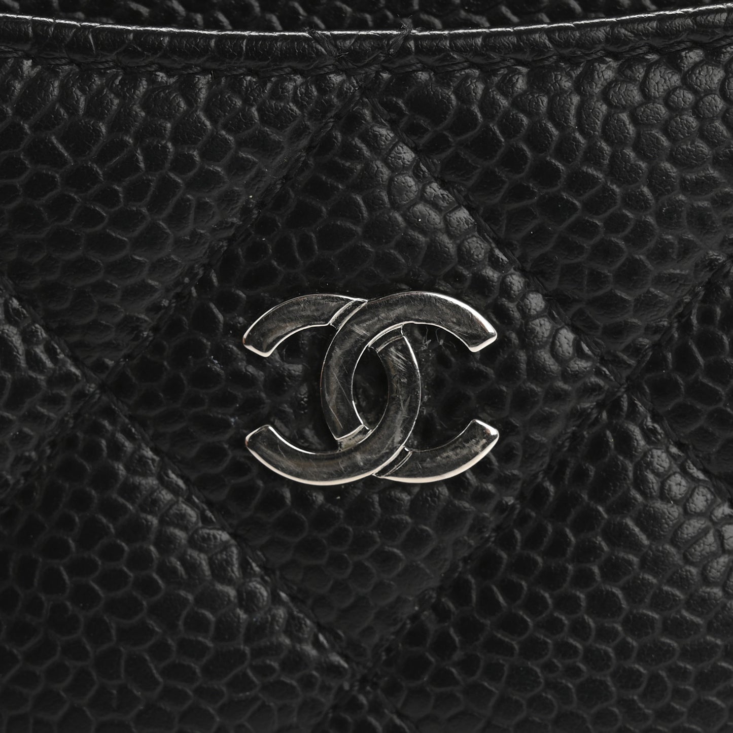 Caviar Quilted Card Holder Black