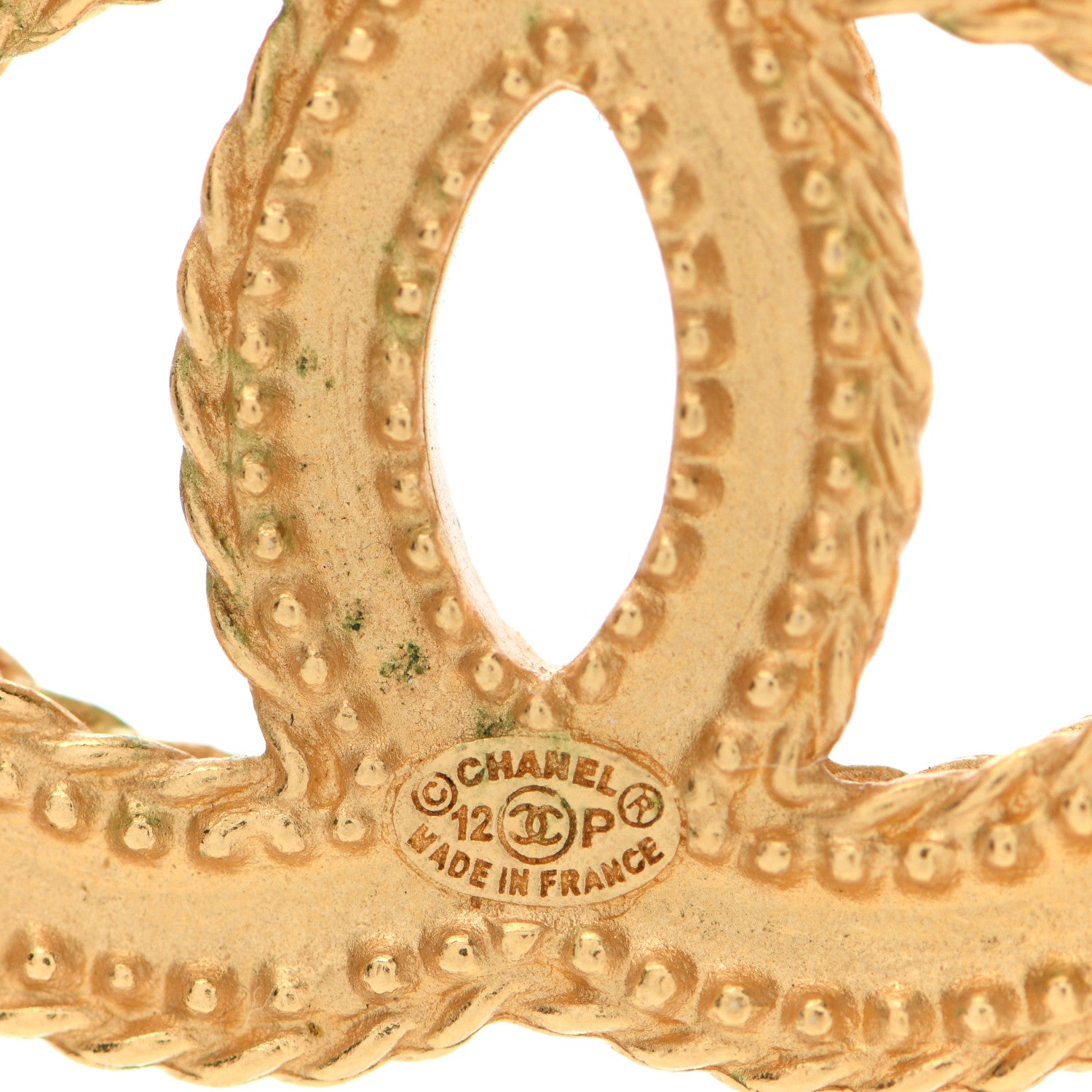 Chanel CC Drop Earrings Matte Gold 3 of 4