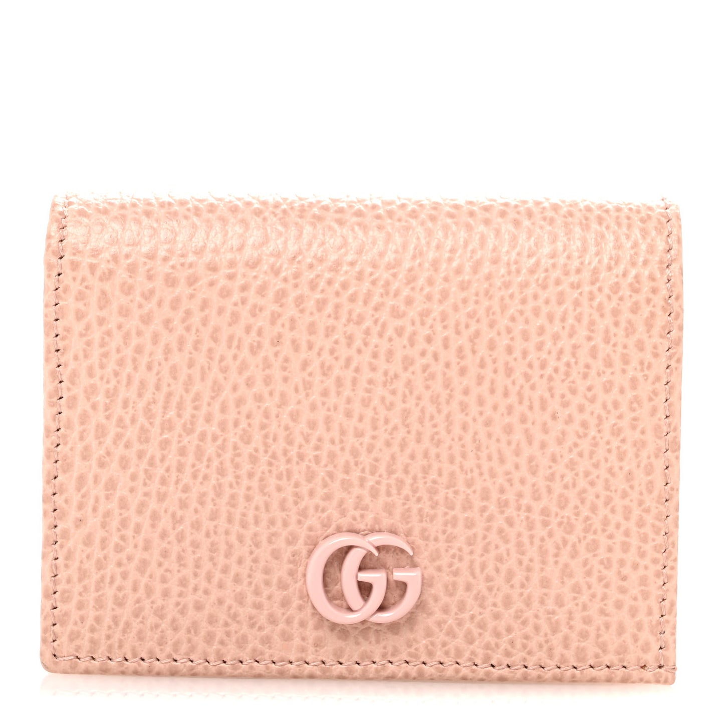 Dollar Calfskin Enamel Monochrome GG Marmont Card Case Perfect Pink