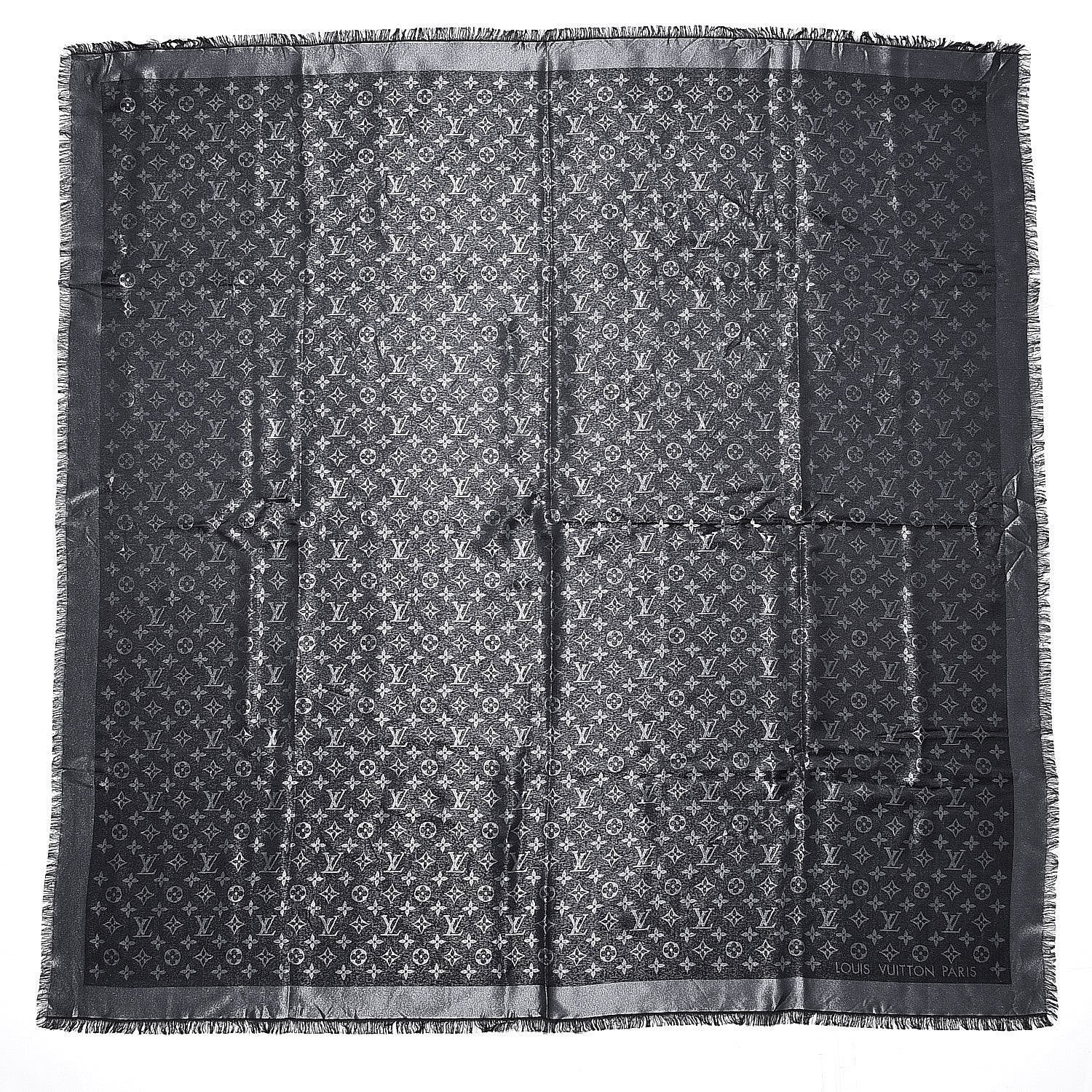 Louis Vuitton Silk Lurex Wool Monogram Shine Shawl Black 3 of 6