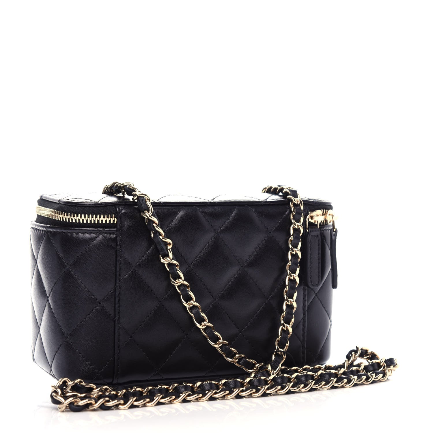 Chanel Lambskin Quilted Small Vanity Case With Chain Black 3 of 11