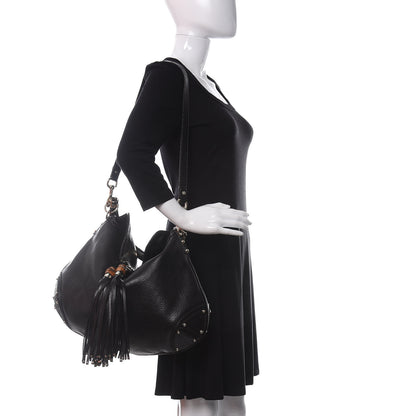 Gucci Calfskin Large Indy Top Handle Hobo Black 2 of 12