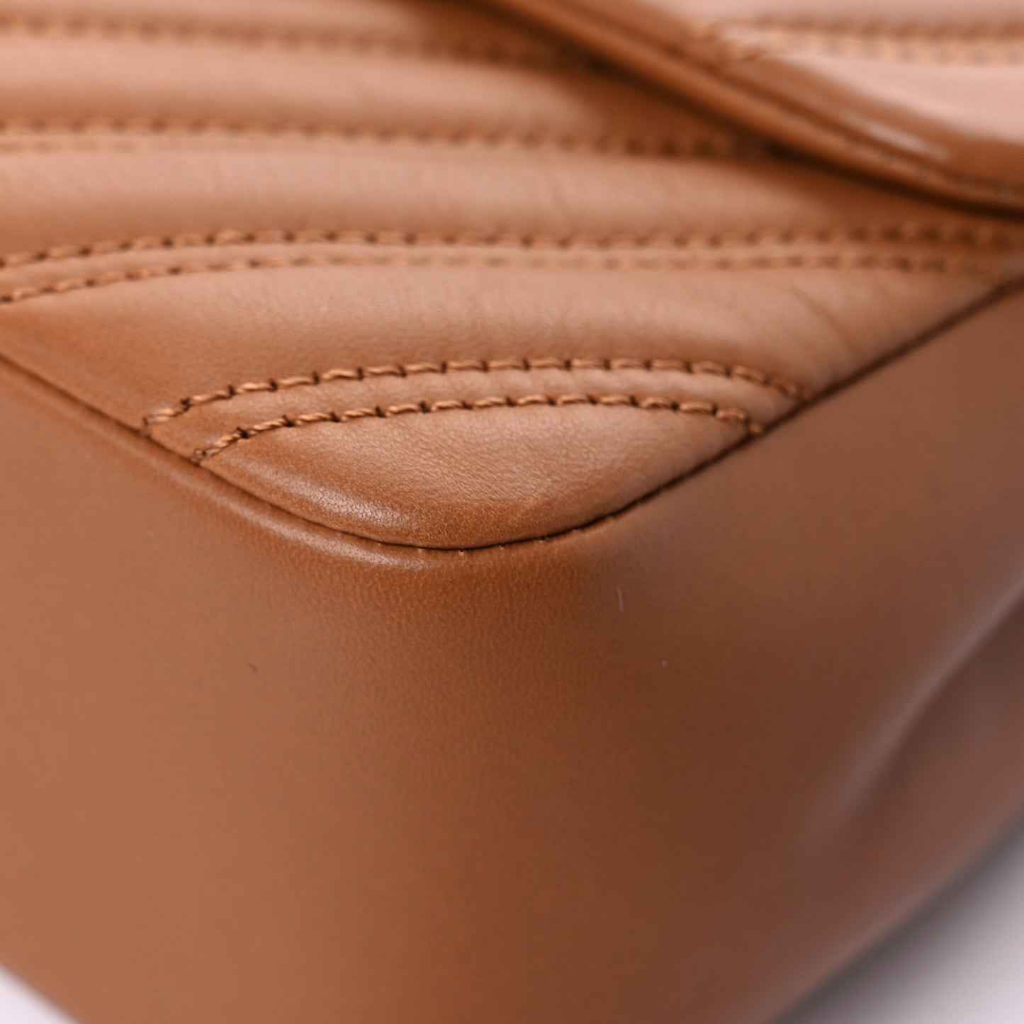 Lambskin Chevron Double Stitch Jumbo Single Flap Camel