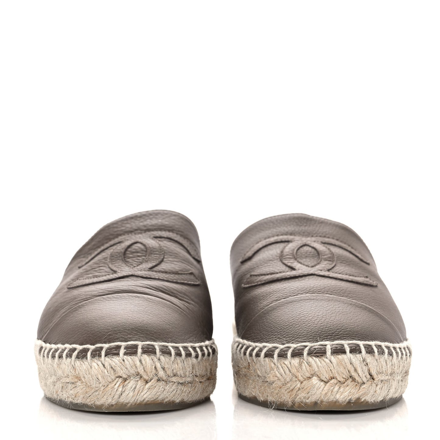 Calfskin CC Espadrille Mules 38 Dark Beige