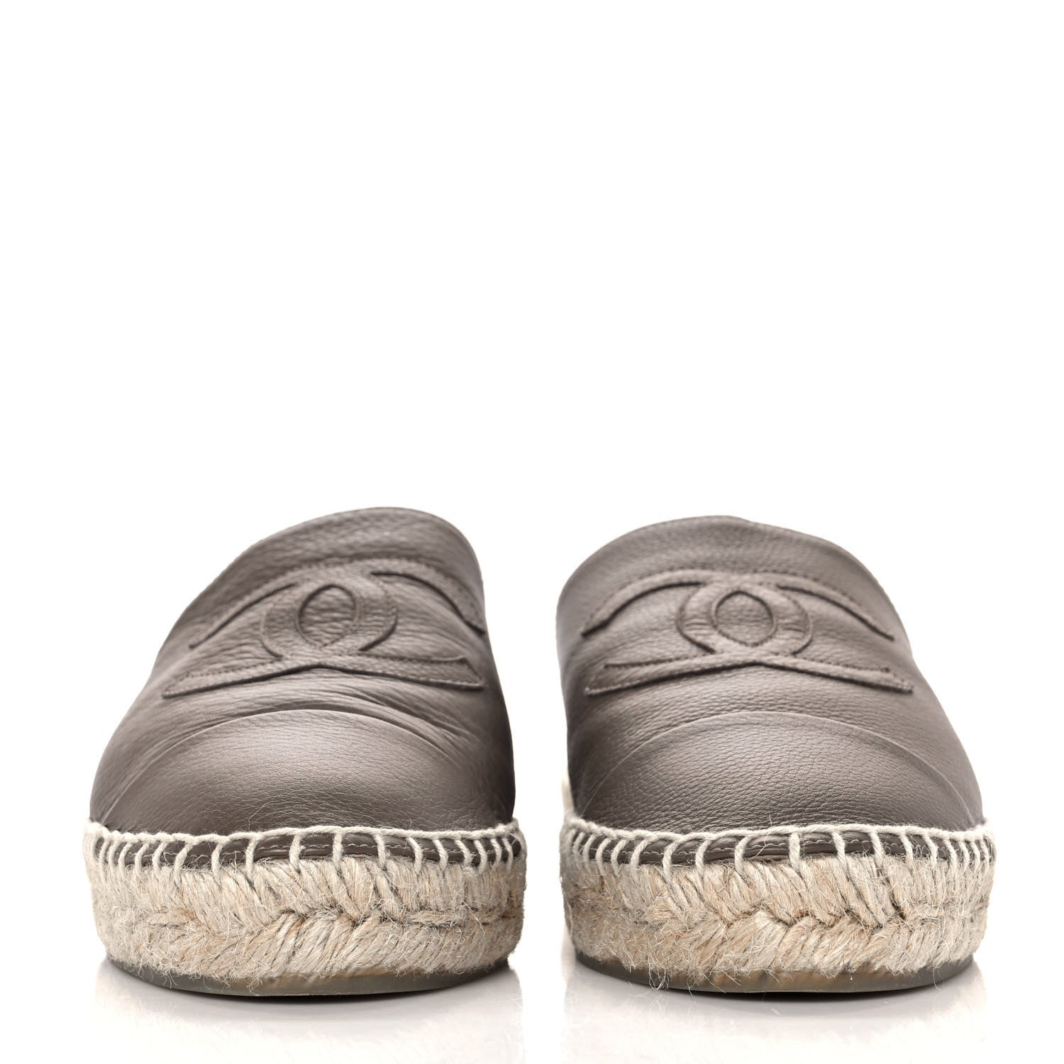 Chanel Calfskin CC Espadrille Mules 38 Dark Beige 2 of 10