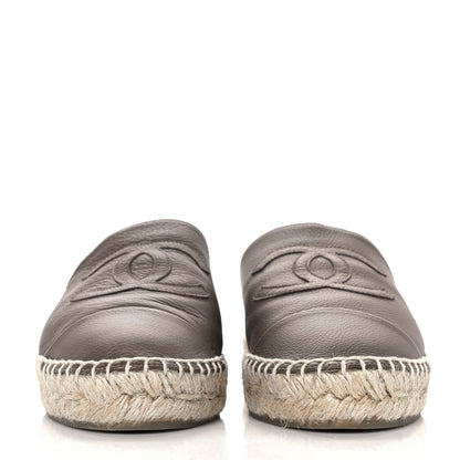 Chanel Calfskin CC Espadrille Mules 38 Dark Beige 2 of 10
