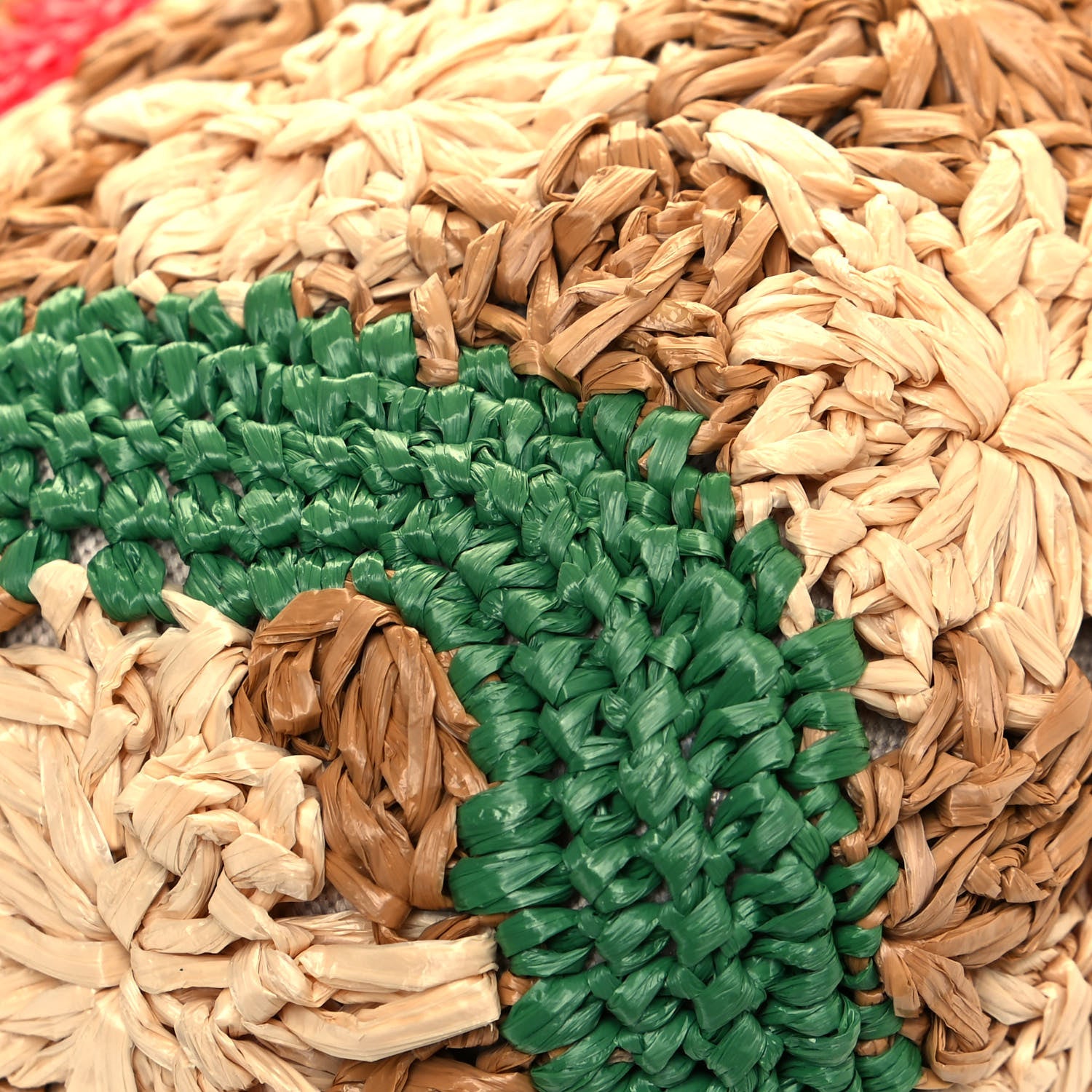 Gucci Raffia Azalea Calfskin Crochet Flower Small GG Marmont Shoulder Bag Natural Ecru Green Red New Shamarock 12 of 13