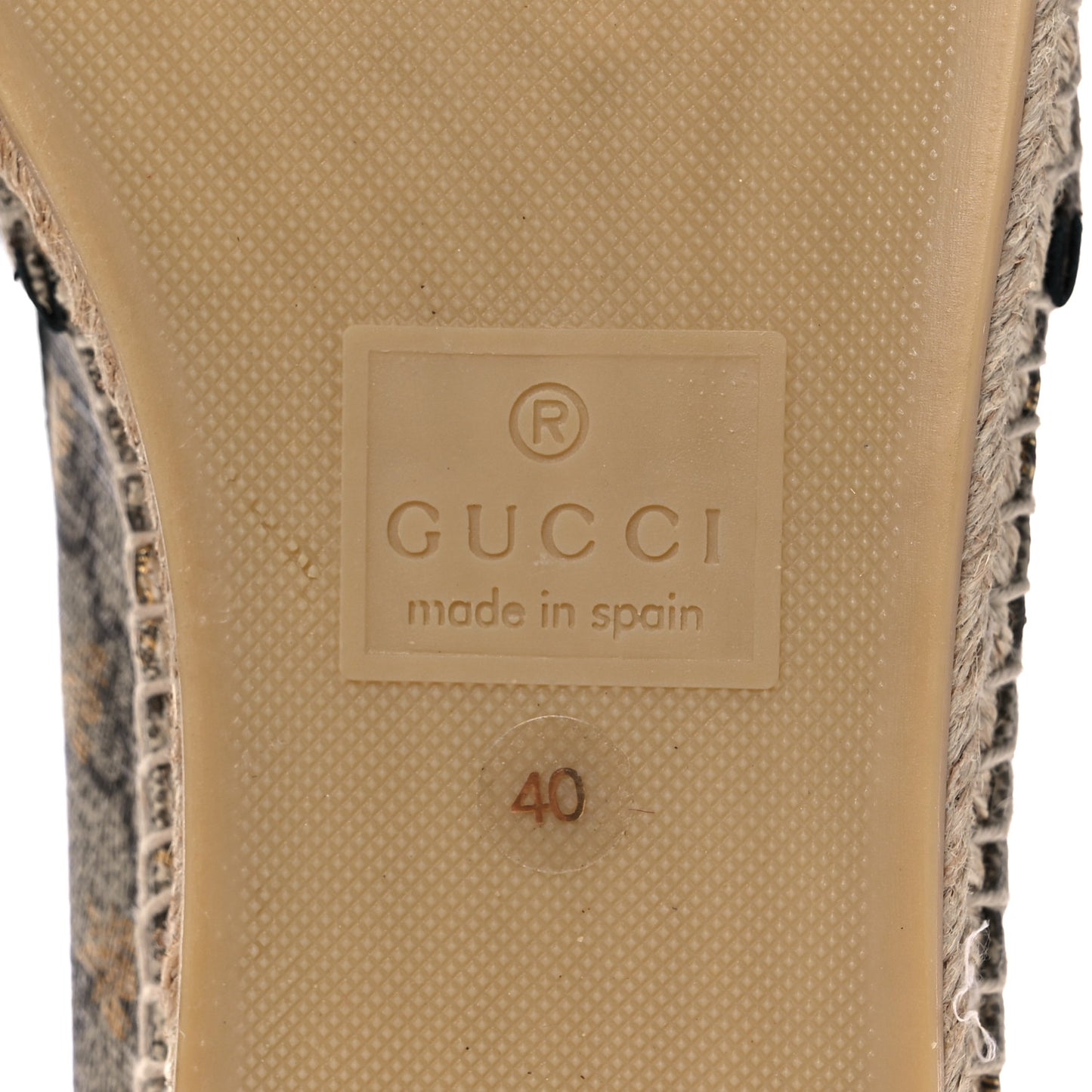 GG Supreme Monogram Bees Espadrille Flats 40 Beige Ebony Oro Black