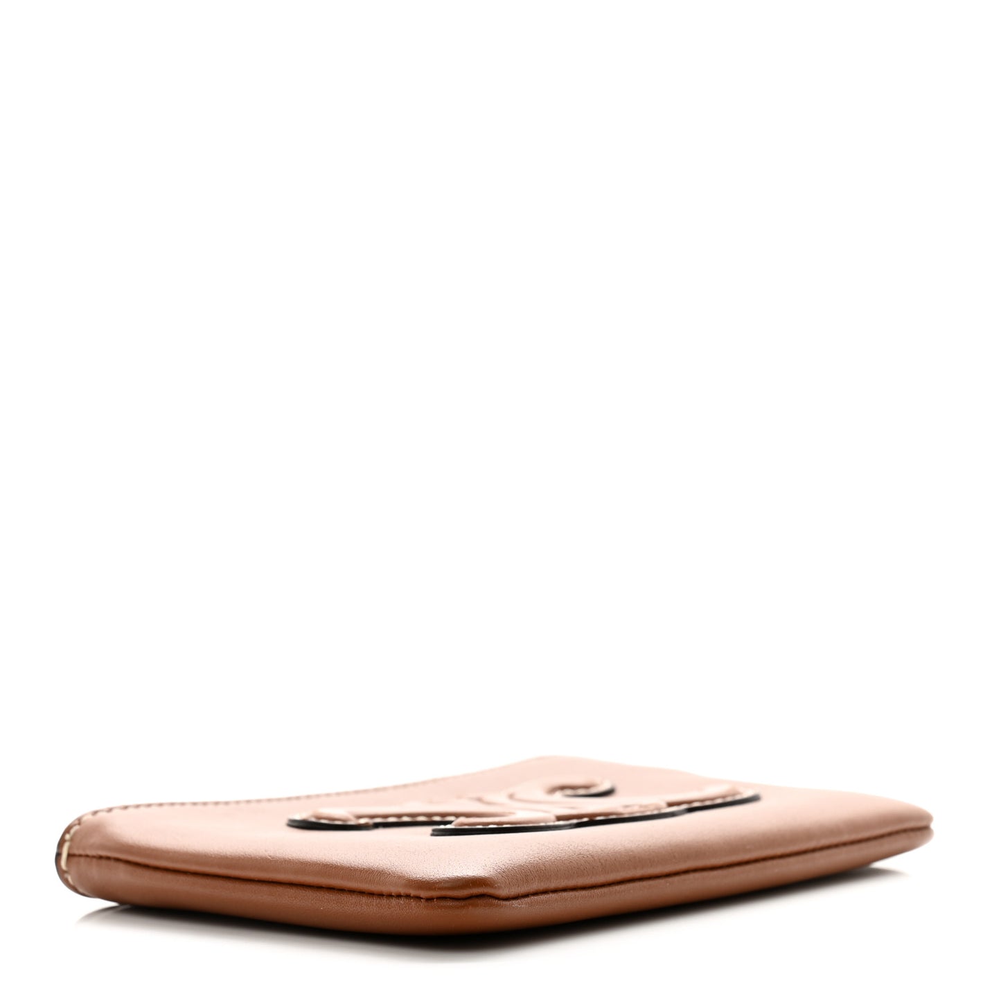Smooth Calfskin Cuir Triomphe Coin and Card Pouch With Hook Tan