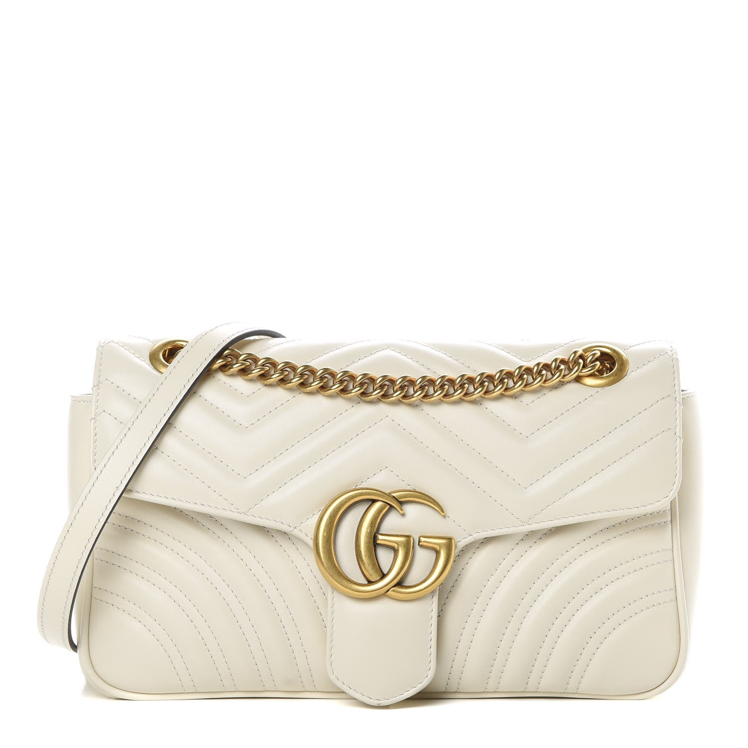 Gucci Calfskin Matelasse Small GG Marmont Shoulder Bag White 1 of 13